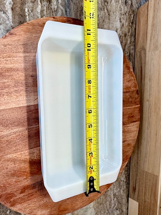 Pyrex Turquoise Snowflake on White Rectangular Casserole 548 - 1 1/4 Qt Vintage - Picture 9 of 11